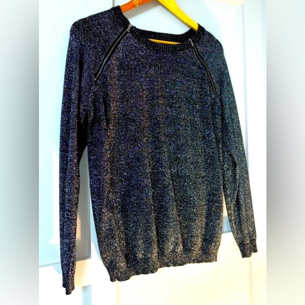 💕Silent Show Pick❤️ NWOT Simon Chang urban zipper crew neck knit sweater